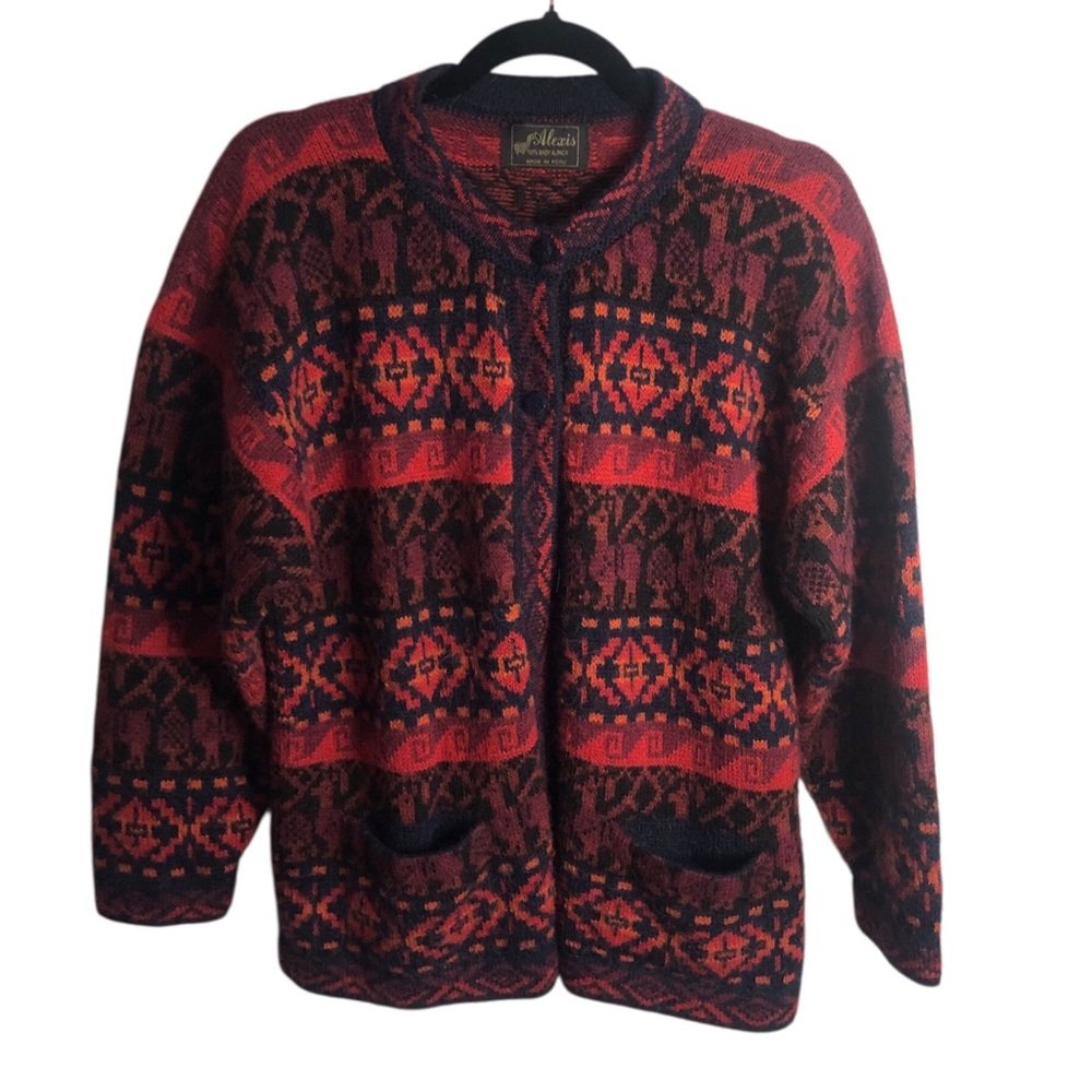 Alexis Red and Black Alpaca Knit